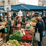 The photo showing the atmosphere on Serbian farmer's market - Serbian lesson introduction